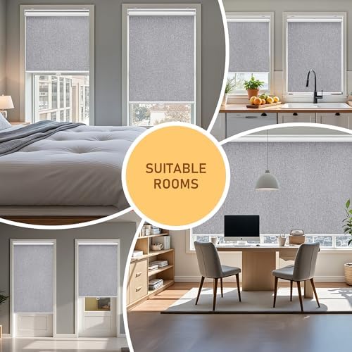 AOSKY Blackout Cordless Roller Shades, 30.5" W x 72" H, Heather Grey - Image 7