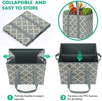 Reusable Grocery Bags 6-Pack Foldable Washable Large Storage Basket - Image 6