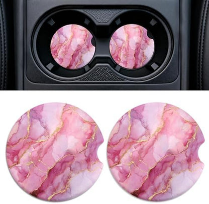 Car Cup Holder Ceramic Coasters 2 Pack, 2.56 in Anti Slip Absorbent Coaster by Rueneaj