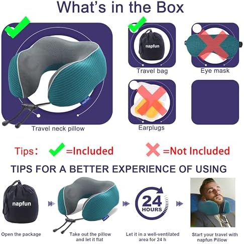 napfun Neck Pillow for Travel, Memory Foam Airplane Pillow - Image 5