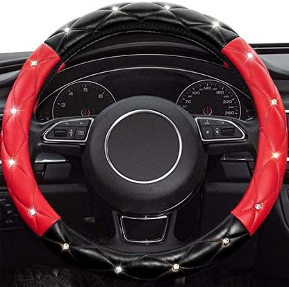 Black Red Steering Wheel Cover, Universal Car Steering Wheel Protector - Image 2