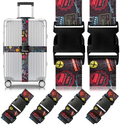 4 Pack Luggage Straps for Suitcases Adjustable Luggage Belt Suitcase Strap by Gutsdoor