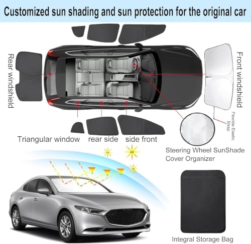 8PCS Window Shade for 2019-2024 2025 Mazda 3 Accessories Foldable Sunshade Side - Image 3