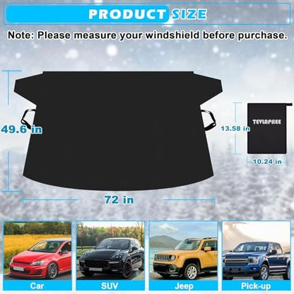 Tevlaphee Windshield Cover for Ice and Snow, Heavy Duty 600D Oxford Fabric - Image 6