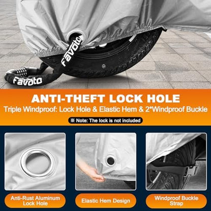 Favoto Motorcycle Cover Waterproof Outdoor All Weather Protection - Image 4