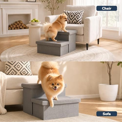 2-Step Wide Dog Stairs with Storage 11" H, Non-Slip Sturdy Pet Steps - Image 6