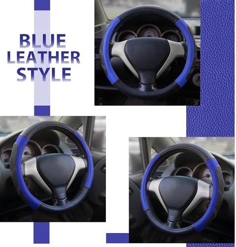 Elantrip Steering Wheel Cover Leather 14 1/2 to 15 inch Universal Padded Soft - Image 4