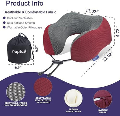 napfun Neck Pillow for Travel, Memory Foam Airplane Pillow - Image 2