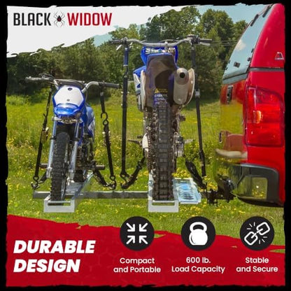 Black Widow Aluminum Double Motorcycle Hitch Carrier, 600 lb, 2 in Hitch - Image 4