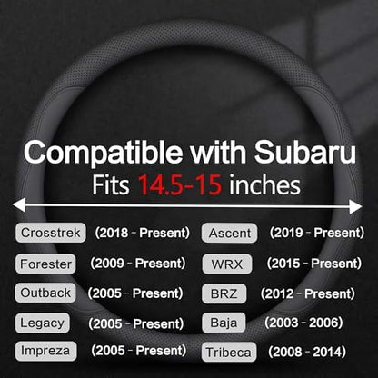 Leather Car Steering Wheel Cover, Breathable Laser-Perforated, Pure Black - Image 3
