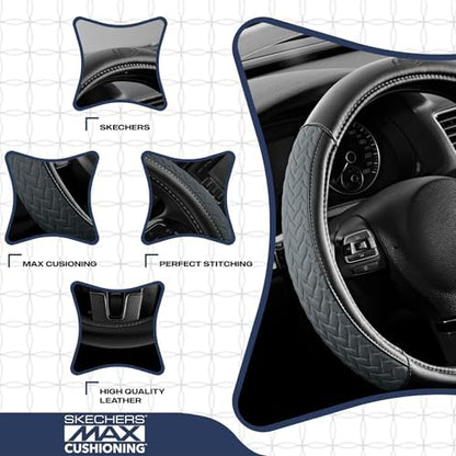 Skechers Steering Wheel Cover, Max Cushioning Leather Steering Wheel Cover - Image 3