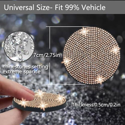 NBTEPEM 2pcs Bling Car Cup Holder Coaster, 2.75 inch Anti-Slip Shockproof - Image 2