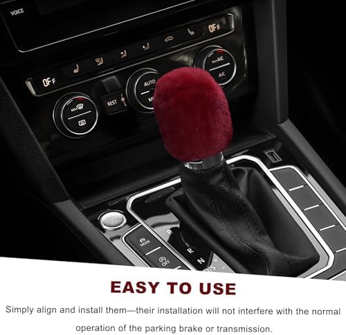 2PCS Fluffy Car Gear Shift Knob & Handbrake Cover, Comfortable Plush Shifter - Image 5