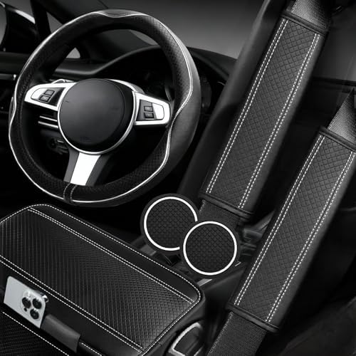 NBTEPEM 6 PCS Car Steering Wheel Cover Set, Microfiber Leather Steering Wheel by NBTEPEM