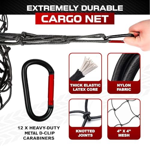4'x6' Cargo Net for Pickup Truck Bed Stretch to 8'x12' Heavy-Duty 10mm Bed Net - Image 4