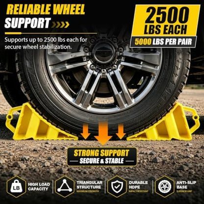 Wheel Chocks for RV Trailer, Hard Wheel Chocks w/Handle for Easy Removal - Image 4