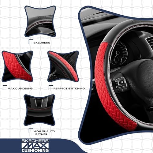 Skechers Steering Wheel Cover, Max Cushioning Leather Steering Wheel Cover - Image 3