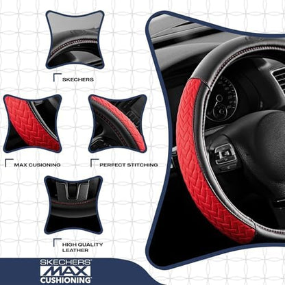 Skechers Steering Wheel Cover, Max Cushioning Leather Steering Wheel Cover - Image 3