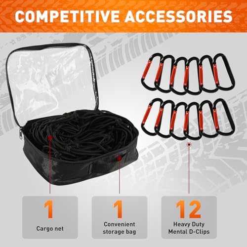 Suu66 Cargo Net for Pickup Truck Bed, 12 Carabiners - Image 3