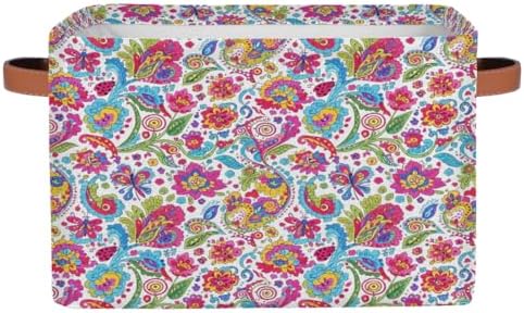 AUUXVA Storage Basket Colorful Paisley Flower Floral Storage Cube Box Durable by AUUXVA
