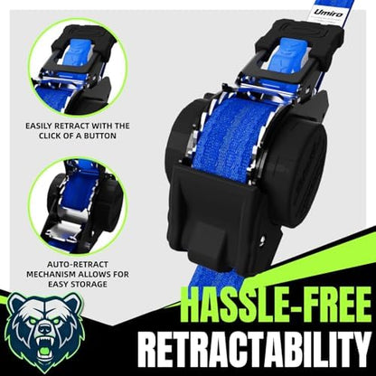 Retractable Ratchet Straps, 1 Inch x 12 Feet Heavy Duty Tie Downs, 1760lb Break - Image 6