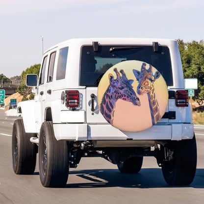 Two Giraffes at Sunset Spare Tire Cover Dust-Proof Wheel Tire Cover Fit Trailer - Image 3