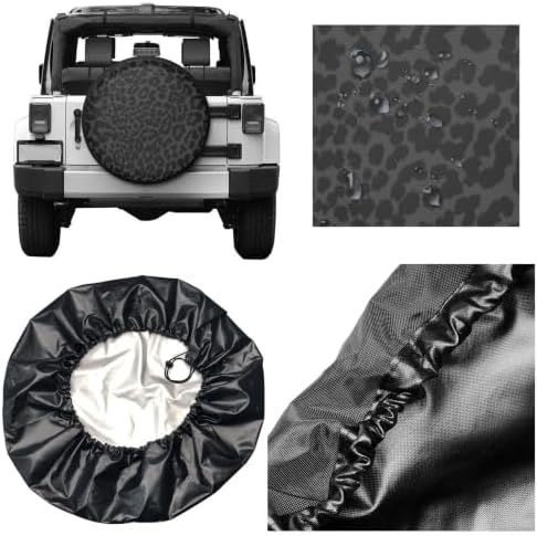 14 Inch Black Leopard Print PVC Leather Spare Tire Cover - Image 5
