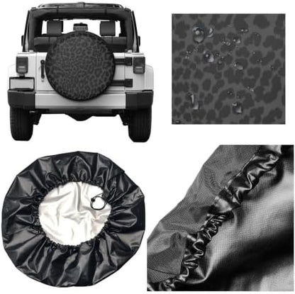14 Inch Black Leopard Print PVC Leather Spare Tire Cover - Image 5