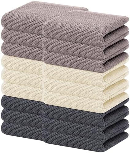 Homaxy 100% Cotton Waffle Weave Kitchen Dish Towels 18-Pack, Mixed Color by Homaxy