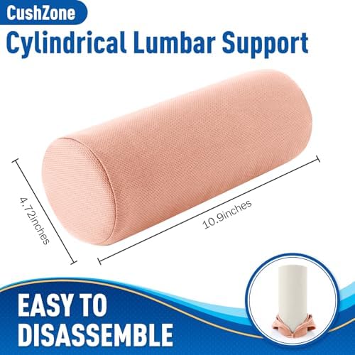 CushZone Lumbar Roll Support Pillow, Memory Foam Back Cushion - Image 2