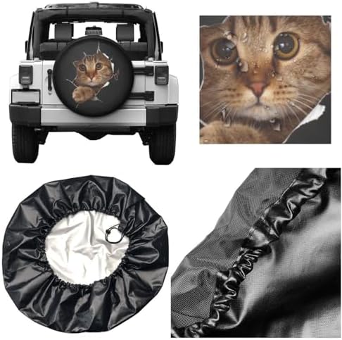 Funny Cat in Hole Spare Tire Cover Universal Tire Wheel Covers Waterproof - Image 5