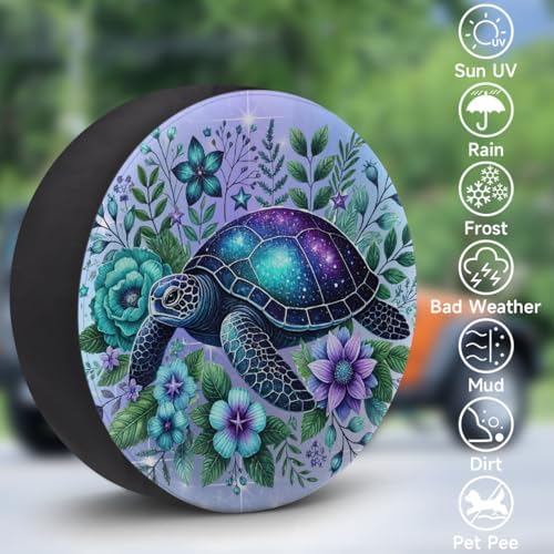 Turtle Leaf Purple Flower Spare Tire Cover Waterproof Dust-Proof Spare Wheel - Image 3