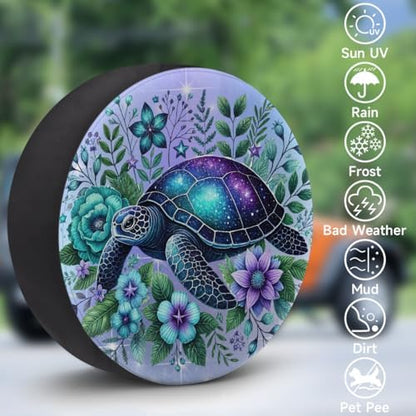 Turtle Leaf Purple Flower Spare Tire Cover Waterproof Dust-Proof Spare Wheel - Image 3