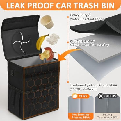 Vankor Car Trash Can with Lid Leak Proof Car Accessories - Image 3