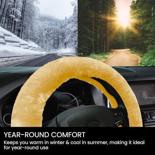 Andalus Brands Luxury Fluffy Car Steering Wheel Covers – Genuine Merino - Image 3