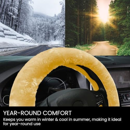 Andalus Brands Luxury Fluffy Car Steering Wheel Covers – Genuine Merino - Image 3