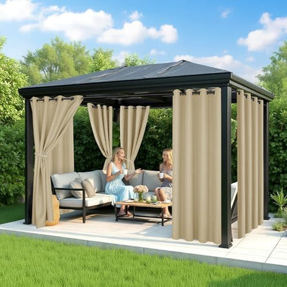 Outdoor Curtains for Patio Waterproof, 6 Drape Panels, Sun Shades - Image 4