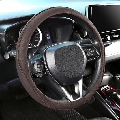 SEG Direct Steering Wheel Cover 14.5-15 inch Standard Size Chocolate Brown by SEGDirect