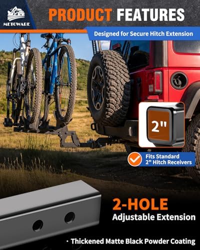 METOWARE Trailer Hitch Extender Fits 2" Receiver 4" Drop/Rise 7500 LBS GTW - Image 6
