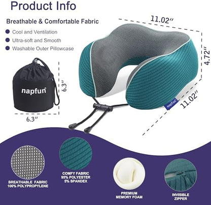 napfun Neck Pillow for Travel, Memory Foam Airplane Pillow - Image 2