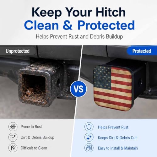 Trailer Hitch Covers Vintage American Flag Heavy Duty 2 Inch Hitch Cover - Image 5