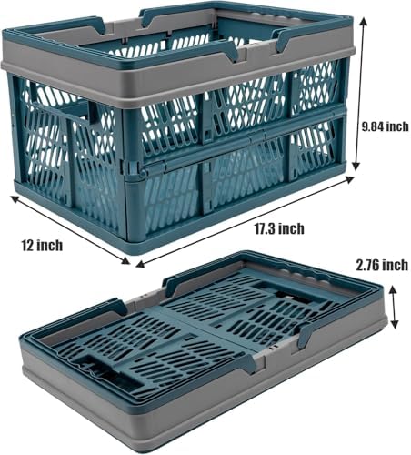VALESKA 17" Plastic Milk Crate, 33L Collapsible Crates - Image 2