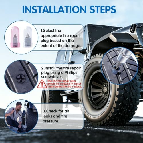 60 PCS Tire Repair Rubber Nails Kit, Screw-in Tire Plugs - Image 3