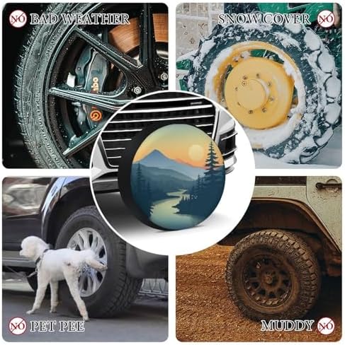 Mountain Adventure Heavy Duty Spare Tire Cover Nature Landscape Watercolor Boho - Image 7