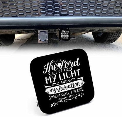 Bible Verse 2" Hitch Cover, Christian Quote Hitch Covers, The Lord is My Light by Beabes
