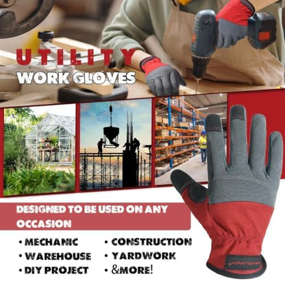 HANDLANDY Work Gloves for Men & Women, Utility Mechanic Working Gloves Touch - Image 5