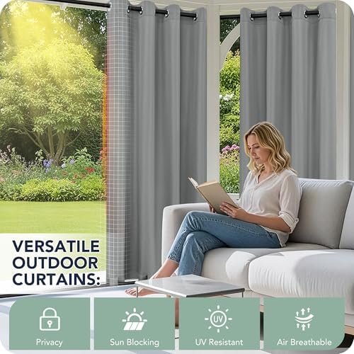 Outdoor Curtains for Patio Waterproof 6 Panels, Porch Sun Shade - Image 3