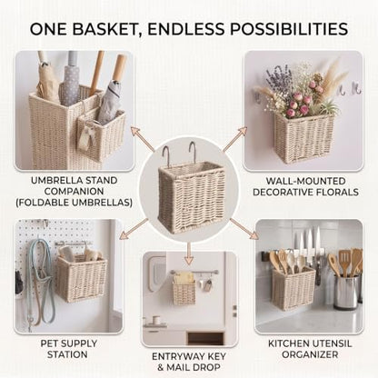 Wicker Umbrella Stand for Entryway, Decorative Rattan Holder - Image 7