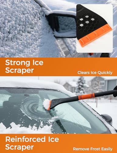 34" Extendable Ice Scrapers for Car Windshield 2-in-1 Snow Brush for Car Snow - Image 3