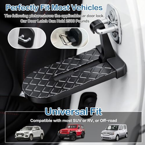 Folding Car Door Step, 400 lbs Capacity Aluminum Alloy Running Board Side Step - Image 3
